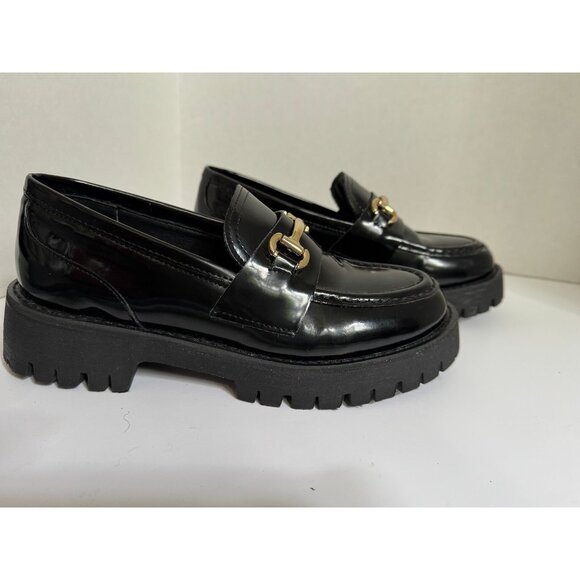 Steve Madden Women’s Black Lando Platform Loafers Size 8.5 Chunky Lug Preppy - Picture 12 of 16